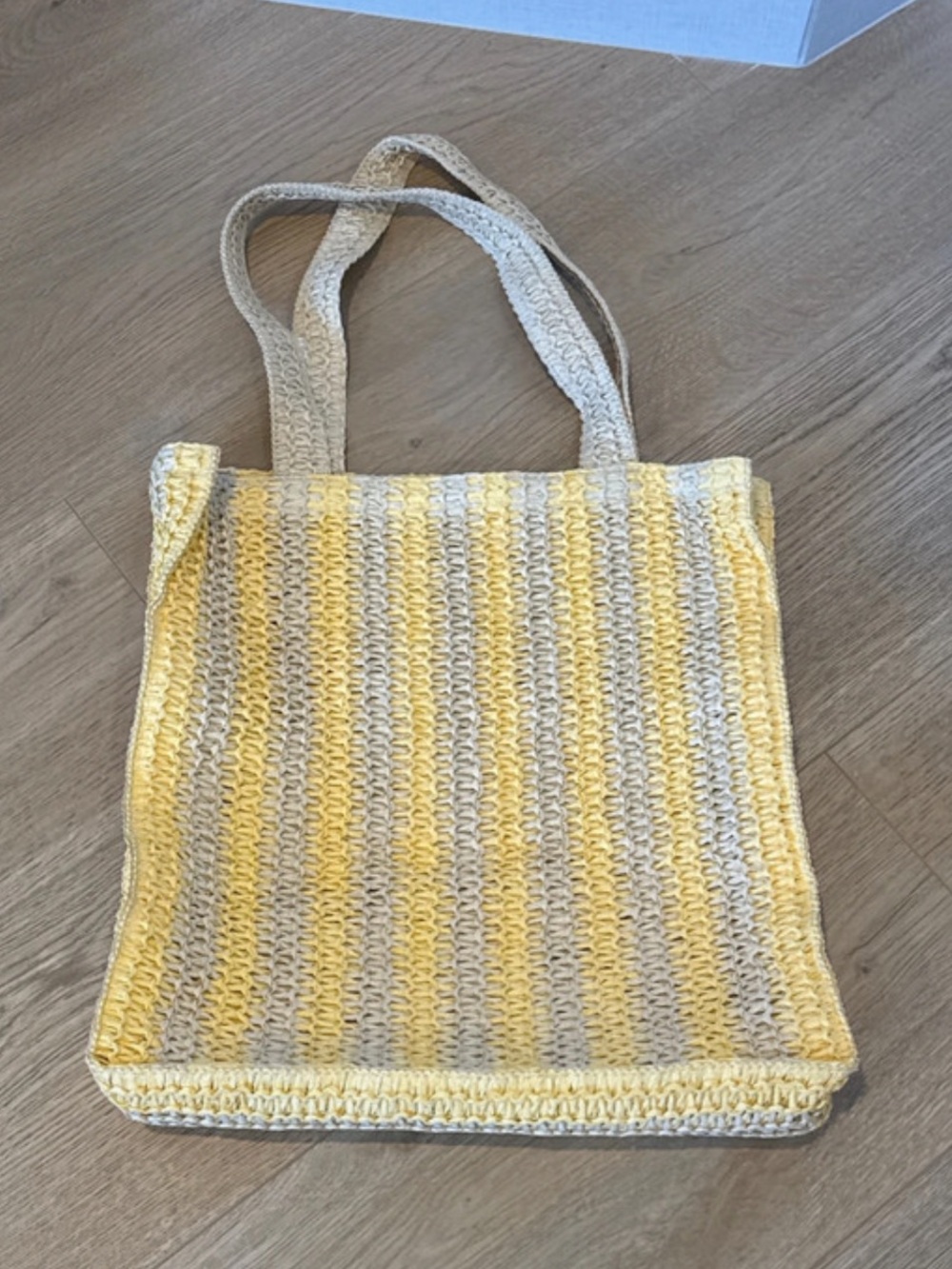 Striped Yellow Summer Beach Tote Bag